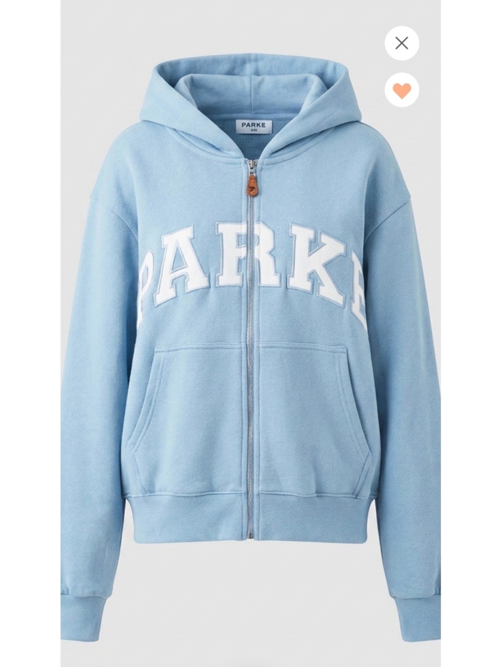 Parke - Sky Blue Zip-Up Heritage Varsity Hoodie - New July 2026 Drop - Size S/M